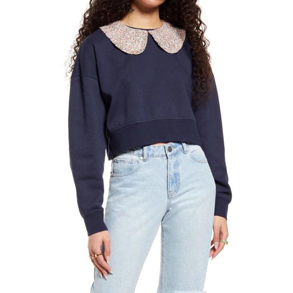 BP BNWOT women peter pan collar sweatershirt sz 2X plus navy blue